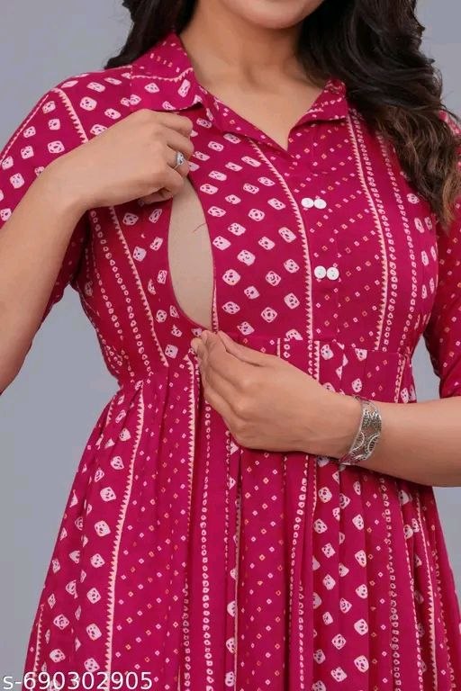 Maternity feeding dress beautiful gown two side zip