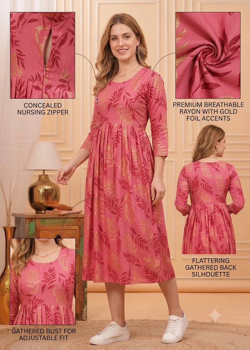 Women’s Rayon Long A-Line Maternity Kurti / Anarkali Dress